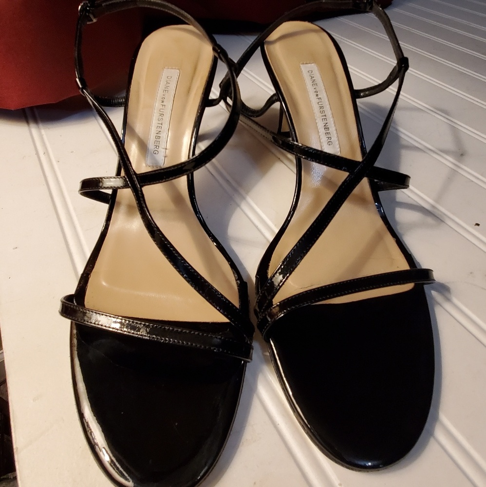Patent Leather Black Strappy  Sandals